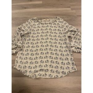 41 Hawthorn, Women's elephant novelty print 3/4 sleeve blouse size small